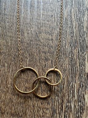 Rose Gold Triple Ring Pendant Necklace - Women Jewelry